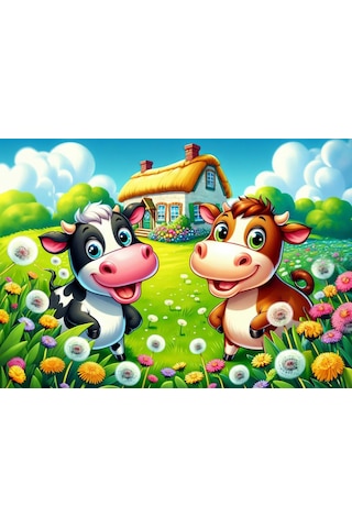 Art Çocuk Mutlu Inekler 25 Parça Puzzle