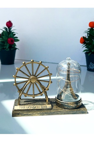 Yel Değirmeni Ve Eyfel Kulesi Cam Küreli Masaüstü Biblo Hediye