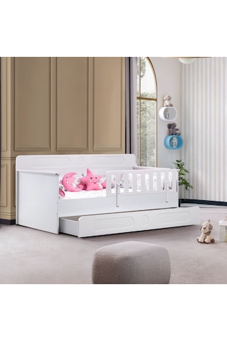 Yavrulu Karyola, Flora Yavrulu Montessori Karyola - Beyaz + 1 Adet Comfort Yatak
