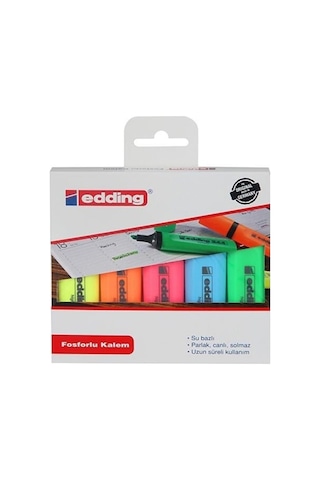 Edding Fosforlu Kalem E-344 5 Li Paket Çok Renkli