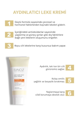 Sinoz %3 C Vitaminli Koyu Ton Eşitleyici Krem 40 ML