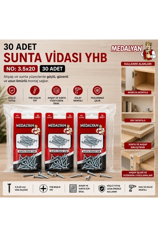 Medalyan Dl-97 Sunta Vidası - 3.5x20 Mm 30 Adet- 12'li Paket Diğer