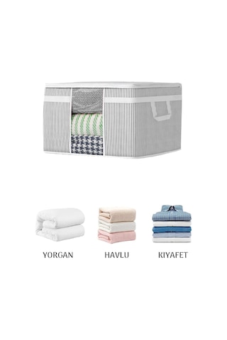 4'lü Maxi Pencereli Baza Altı Hurç - Çekyat Baza Tipi Yastık Kıyafet Saklama Hurcu 45 X 40 X 30 Cm Gri
