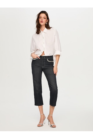 Faik Sönmez Cebi Taş Süslemeli Starıght Fıt Jean Capri S26jcp001 Us26jcp00113 Antrasit