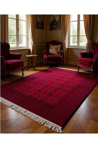 Blghome Otantik Desenli Dekoratif Kilim Antik Desenli Halı Bordo