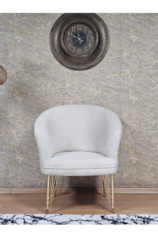 Zafir Tekli Teddy Gold Kaplama Telli Ayak Çay Seti Koltuk Tekli Berjer , Balkon, Salon, Ofis Krem