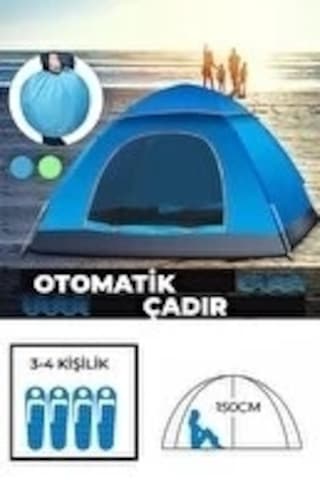 Otomatik Havada Açılan Su Geçirmez Çadır 4 Kişilik Diğer