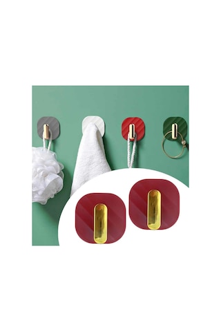Mucit Home 2 Adet Retro Gold Detaylı Havlu Askısı Kendinden Yapışkanlı Banyo Askısı Renkli