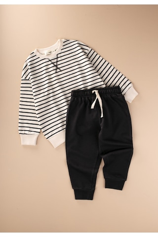 Cigit Çizgili Sweatshirt Takım 2-8 Yaş Siyah Çizgili