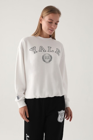 Yale Krem Baskılı Bisiklet Yaka Kadın Sweatshirt 5274-41118 Krem