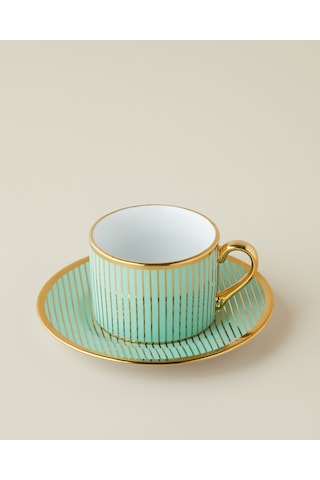 Livora New Bone China 4 Parça 2 Kişilik Çay Fincanı Takımı 220 Ml Yeşil