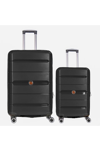 Npo Diamond Pp Polipropilen Büyük Ve Küçük Boy 2'li Kırılmaz Valiz Seti-siyah Siyah