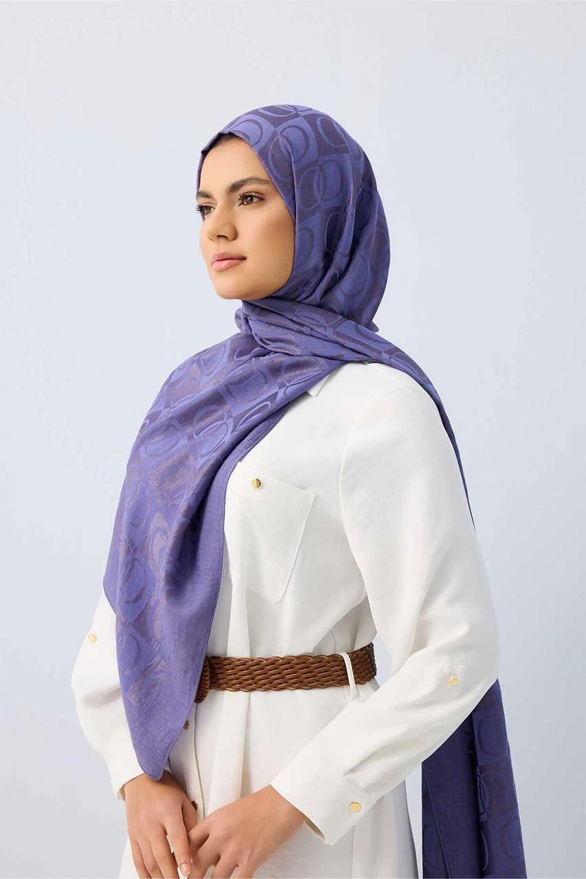 İmannoor Dama Desen Naia Şal70x200 241-3001 İndigo