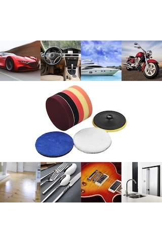 Lemestar 7 Parçalı Araç Cila Ve Temizlik Seti - Kendinden Yapışkanlı Yün Ped Ve Fırça İle Pratik Bakım Çözümü