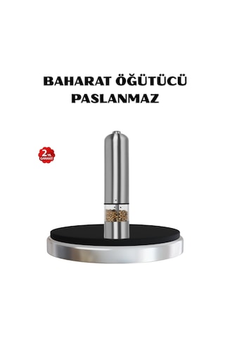 Modern Otomatik Baharat Öğütücü Seti Pilli, Paslanmaz Çelik, Led Aydınlatmalı