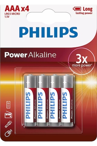 Philips LR03P4B/05 Alkalin AAA İnce Kalem Pil 4'lü