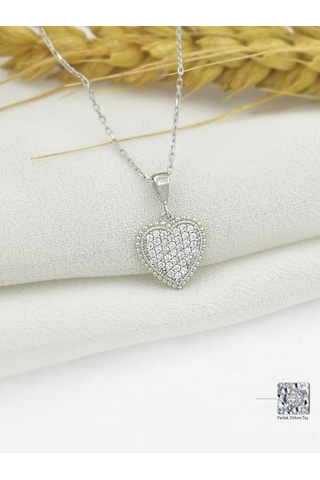 Brezza Lusso Jewelry Timeless Series Zirkon Taşlı Gümüş Sonsuz Kalp Aşk Kolyesi Gümüş