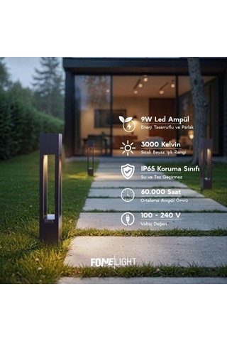 Aka010 Alüminyum Led Bollard Bahçe Aydınlatması Ip65 Dış Mekan Peyzaj Yürüyüş Yolu Villa Bahçe Direk Lambası Antrasit 7w / 9w 100x100x750 Mm 3000k