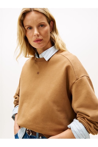 Tommy Hilfiger Tonal Flag Mdrn Terry Swtshrt Kadın Kahverengi Sweatshirt - Ww0ww45754