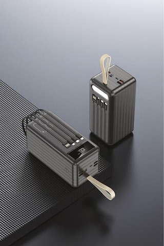 1080 80000mah Ledli 4 Çıkışlı Taşınabilir Hızlı Şarj Dijital Göstergeli Powerbank Siyah