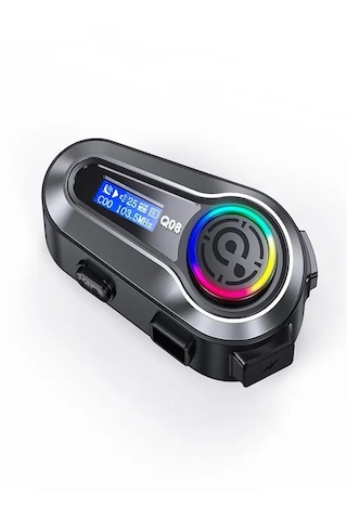 Q008 Lcd Fm Radio Eq Ses Ipx6 Su Geçirmez Rgb Işıklı Bluetooth Motosiklet Kask Kulaklığı