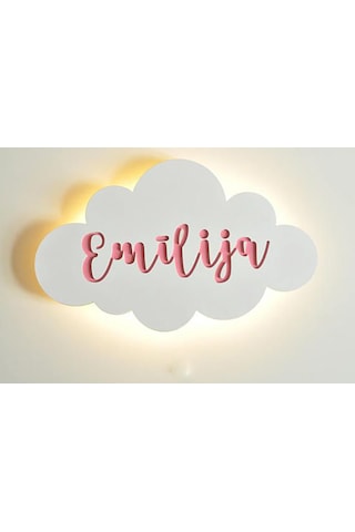 Bulut Gece Lambası Çocuk Odası Bebek Odası Dekoratif Aydınlatma Tekli - Led Işıklı - İsimli 40cm