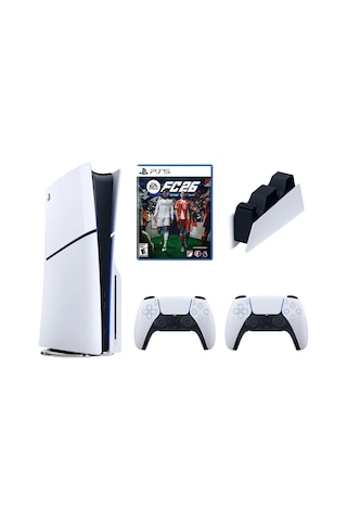 Playstation 5 Slim Standart 1 Tb+ 2. Beyaz Dualsense + Şarj + Ps5 Fc26 Cd İthalatçı Garantili