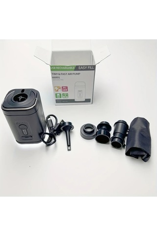 Boatshop1 Outdoor Kamp Elektrikli Şişirici Pompa Vakumlu Kompresyon Torbaları Hava Yatağı Kanepe Minderleri 5 Uçlu 1200mah 30w Siyah