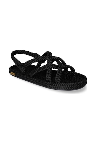 Nomadic Republic Bodrum Kauçuk Tabanlı Kadın Halat Sandalet BOD.0020.K.T-R1534 Siyah
