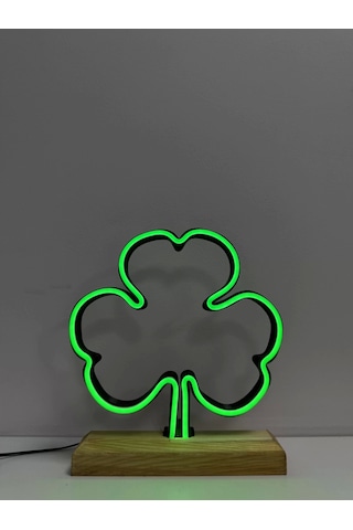 Yonca Figürlü Yeşil Neon Gece Lambası Çok Renkli