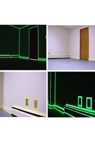 Buffer Karanlıkta Işık Veren Yansıyan 4 Metre Fosforlu Yeşil Şerit Bant Mavi