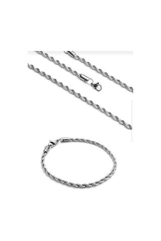 1. SINIF ÇELİK GÜMÜŞ RENK BURGU KOLYE BİLEKLİK 4MM Gümüş