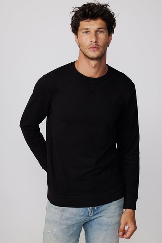 Tudors Unisex Relax Fit Rahat Kesim Pamuklu Basic Siyah Bisiklet Yaka Sweatshirt-32053-siyah Siyah