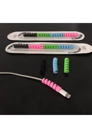 Şarj Kablo Koruyucu Silikon Spiral 8Li Paket