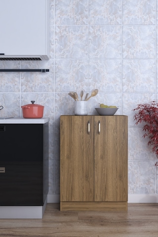 Rafineri Mokas Çok Amaçlı Dolap 2 Raflı Kapaklı Mutfak Balkon Banyo Ceviz