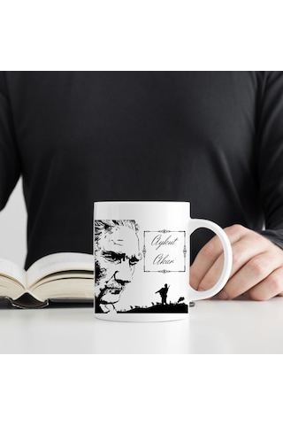 Kişiye Özel Atatürk Silüetli İsimli Kupa Bardak Beyaz
