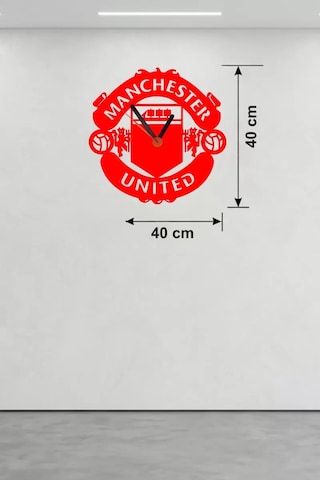 Mey Najmaddin Manchester United Logolu Ahşap Duvar Saati - 40x40 Cm Taraftar Hediyesi Najmaddin Çok Renkli