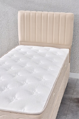 Evdemo Ezgi Tek Kişilik Baza Başlık Yatak Seti Krem 90 190 90 x 190