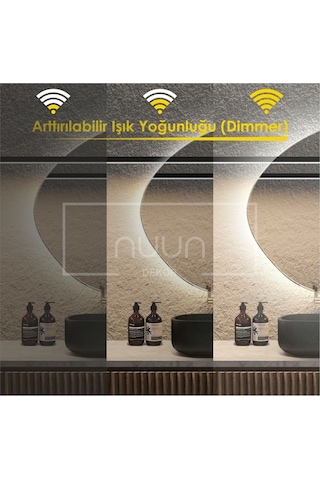 Nuun Dekor 80cm Dokunmatik On/off Ledli Ayna Dimmer Şeffaf