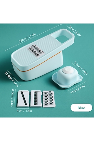 Padalink Mutfakta Kullanım İçin 3-1 Multifonksiyonel Sebze Dilimleyici: Dilimleme, Süzme Ve Saklama - Mavi Mavi