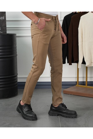 Modefendi Pamuk Likra Slim Fit Jogger Pantolon Taba
