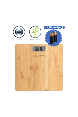 Bambu Elektronik Tartı Baskülü, Pil Hediyeli, Şık Ve Güvenilir Ölçüm Aleti Kahverengi - 726480434
