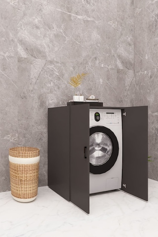 Mdf Çamaşır Makinesi Dolabı Kapaklı Antrasit