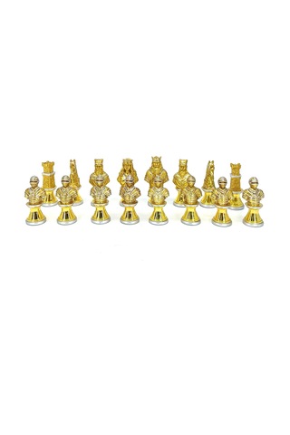 Orta Çağ Temalı Kurşun Satranç Taş Seti – Gold & Silver