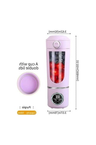 Fastbuy Mor 1 Usb Şarjlı Taşınabilir Meyve Sıkacağı, Smoothie Milkshake Yapıcı, Değiştirilebilir Tabanlı Çok Fonksiyonlu Meyv Mor