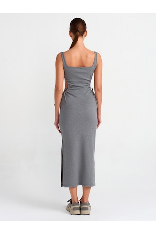 Dilvin Pencere Detaylı Uzun Elbise 101a91106 Antrasit