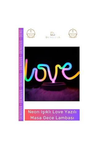 Gecelambası Tasarım Neon Led Dekoratif Hediyelik Modern Şık Estetik Love Yazılı Masa Gece Lambası Çok Renkli