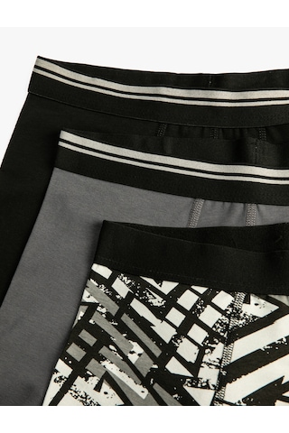 Koton 3'lü Boxer Seti Baskılı Beli Lastikli Pamuklu Gri Desenli 4wlm90019mk Gri Desenli