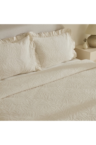 Karaca Home Branley Fırfırlı Çift Kişilik Yatak Örtüsü Takımı Natural Pudra