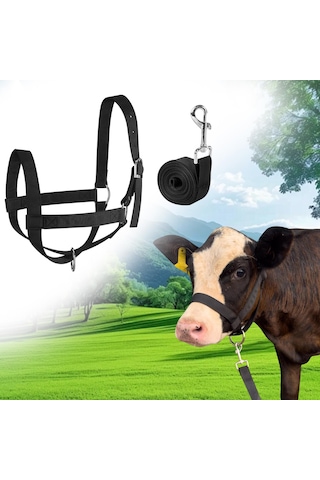 Homyl Boğa Dizgini Başı Koşum Malzemesi Naylon İnek Yular S Siyah